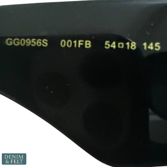 GUCCI GG0956S Rectangle Sunglasses Black/Gold Frame Grey Lens 54-19 Italy NEW - Picture 12 of 16